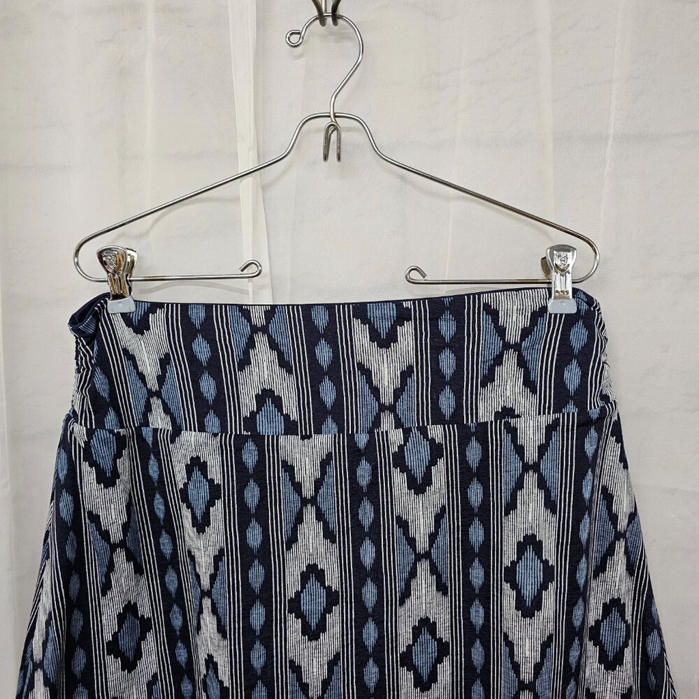 Blue Aztec A-line Jersey Skirt Reversible Southwestern Boho 34" Waist - Picture 2 of 9